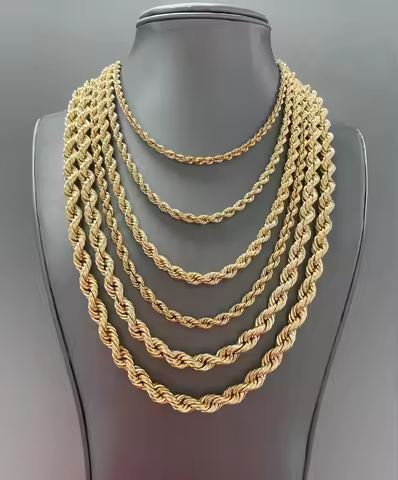 Vct 4Mm/6Mm/8Mm/10Mm Rope Chain Bracelet and Pendant Necklace for Men and Women 14K Gold Plated Jewe