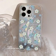 Ốp Điện Thoại Họa Tiết Hoa Màu Xanh Có Dây Xích Cho Apple 15promax Iphone 14pro Mẫu Mới 13 Nữ Style