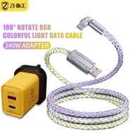 ZHIKE Super Fast Charger Charging Cable Colorful Streamer Type C Micro USB Cable