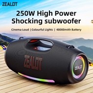ZEALOT S89 Outdoor Bass Speaker Bluetooth 5.4 IPX6 Waterproof Power Bank Digital Clock