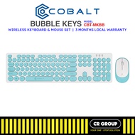 Cobalt Bubble Keys Wireless Keyboard and Mouse Set 104 Keys with 1 USB Dongle