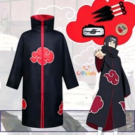 Anime Naruto Cosplay Costume Akatsuki Cloak Mask Uchiha Itachi Sasuke Cape for Kids Adults Boy Girl 