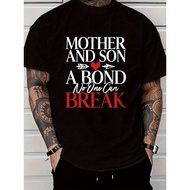 Regular Size Sports Tshirt with a Mother And Son Bond Pattern Printed on It This Is a MenS Casual R