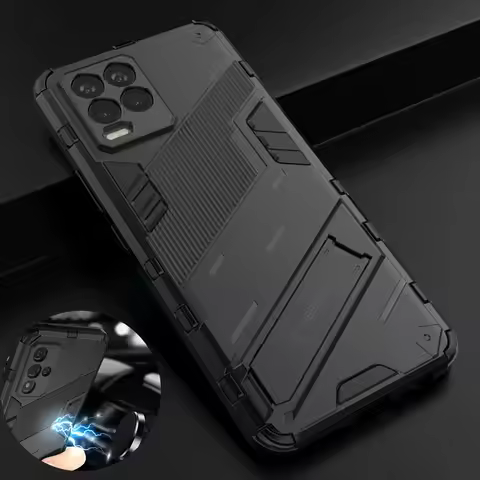 Shockproof Case For OPPO Realme 7 8 Pro Bracket Rugged Anti-Fall Armor Stand Cover For Realme V13 V1