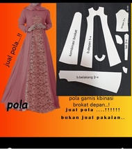 Pola gamis imut manis kombinasi brokat depan