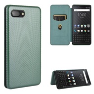 Luxury Carbon Fiber PU Leather Casing BlackBerry KEY2 Magnetic Flip Cover BlackBerry KEY 2 BBF100 Wa