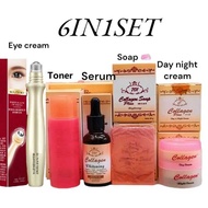 SET COLLAGEN PLUS VIT E 6 IN 1 ORIGINAL with Eye Toner Serum Soap Cream Day and Night COLLEGEN WHITE
