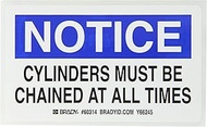 Brady 60314, Gas Cylinder Labels, 3" Height x 5" Width, Black/Red on White, Legend "Notice - Cylinde