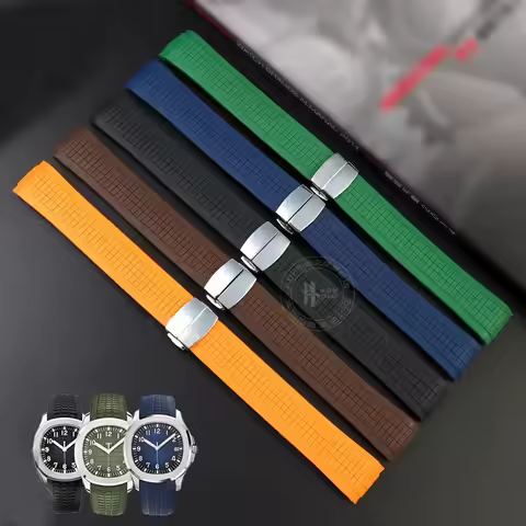 Soft Rubber Watch Band Aquanaut Fits For Patek Philippe Silicone 5164A 5167A 5168A 21mm Folding Buck