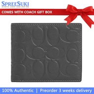 Coach Men Men Wallet In Gift Box 3 In 1 Wallet In Signature Leather Charcoal # CAK69