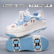 4 Wheels Kids Roller Skate Shoes for Girls Retractable 2 In 1 Heelys Cute Breathable Casual Sneakers