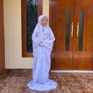 Mukena Anak Lajuran SD SMP Mukena putih Terusan bordir Tanggung Umur 7-15th Umur 7-10th 10-13th 13-1
