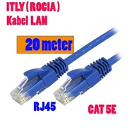 20 meter ROCIA RJ45 LAN UTP 20m internet cable ready-to-use cat 5ebiru