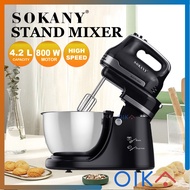 [READY STOCK] SOKANY 4.2L Stand Mixer KF-9521 Knead Dough Stainless Steel Steel Bowl  Changeable Headset 800W 6 Speed