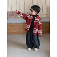 Baju bulu kanak-kanak musim sejuk kanak-kanak lelaki dan perempuan versi Korea kardigan rajutan retr