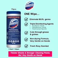 DOMESTOS Professional Disinfecting Wipes 75pcs