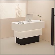 Reception Counter，Luxurious Modern Reception Desk with Lockable Drawer and Open Shelves Small Recept