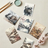 32pcs Lnk Wash Landscape Postcard Set, Premium Thick Cardstock, HD Print, With Decorative Stickers