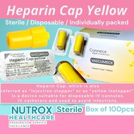 Heparin Cap Yellow Sterile Individually Packed Box of 100pcs