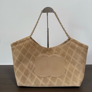 C/New model genuine suede leather high-end tote shoulder and underarm shopping bag, large capacity a