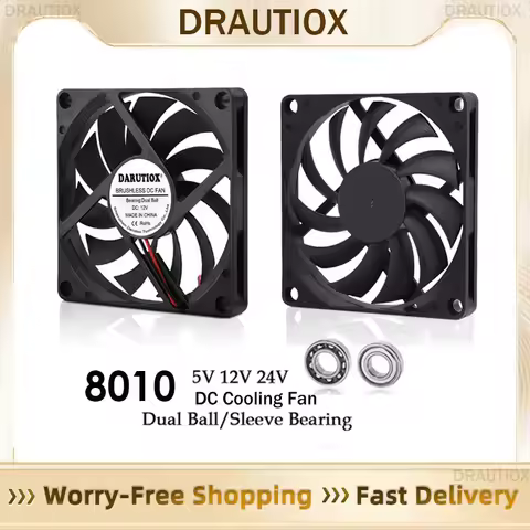 Darutiox 80MM Fan 5V USB Fan 80x80x10mm 8cm DC 5V 12V 24V 8010 Fan Brushless Cooling Cooler PC Fan C