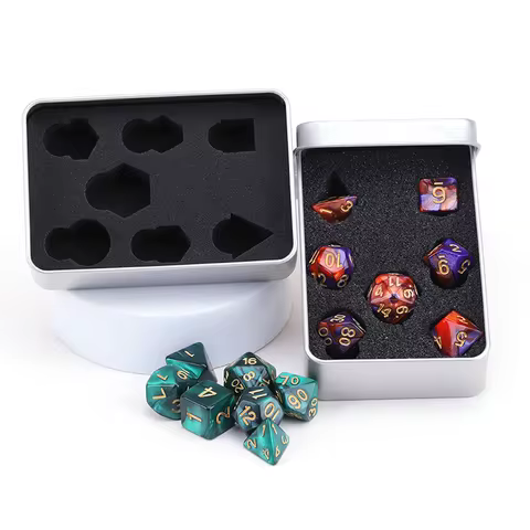 Dice Metal Box Standard Size Dice Metal Box 7pcs D4 D6 D8 D10 D% D12 D20 Set Storage Dice Set With P