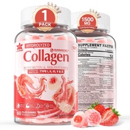 Collagen Peptide Gummies for Women & Men Sugar-Free, Multi Collagen Hydrolyzed w/ 1500mg Protein Typ