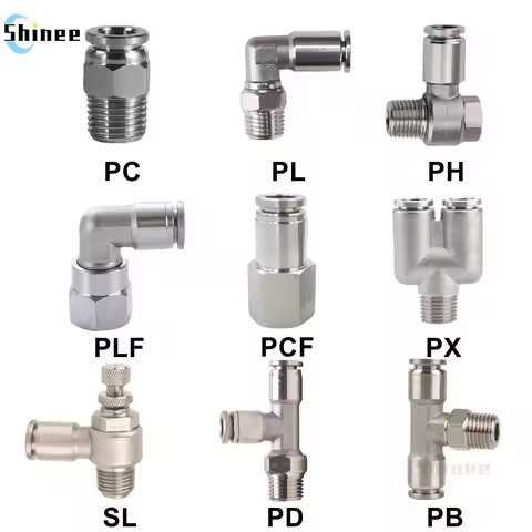 304 stainless steel metal pneumatic quick Connector PC/PCF/PL/PLF/SL/PB/PX/PH/PD 4mm 6mm 8mm Thread 