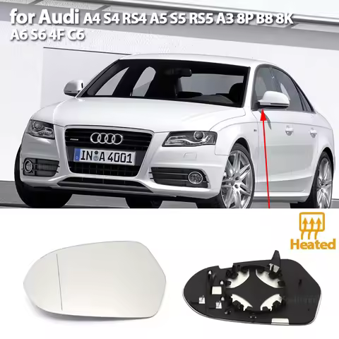 Side Rearview Mirror Heating Glass Heated Mirror Lens Fit For Audi A4 S4 B8 8K, A5 S5 B8 8K, A8 S8 D