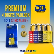DB 100% Original Solex Premium C44 Combination Padlock 4 Digits - 40mm