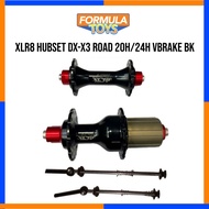 ROADBIKE HUBSET XLR8 HUBSET DX-X3 ROAD 20H/24H VBRAKE BLACK COLOR CRICKET BEARING