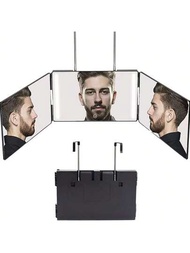 1入組男士剃鬚修髮可伸縮掛鏡，附LED燈，3折式，高清晰度