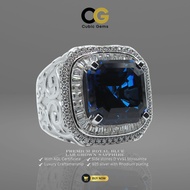 CG Premium Lab Grown Sapphire Men's Ring  | Moissanite | Asscher Cut | 925 Silver Statement Ring