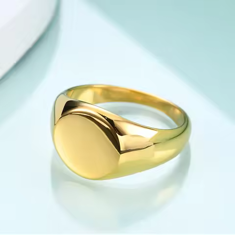 4/5/6/7/8/9/10/11/12/13 Stainless Steel Round Smooth Surface Ring Plated 18K Gold Color Men Women Fi