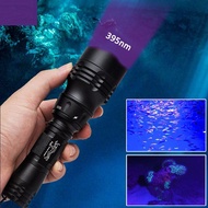 Professional 395nm UV LED ไฟฉายดำน้ำใต้น้ำ50M 3W UV ไฟดำน้ำ5โหมดอัลตราไวโอเลตโคมไฟสำหรับตกปลา