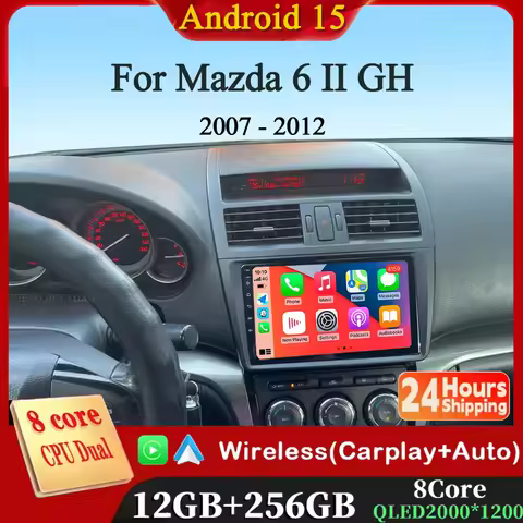For Mazda 6 II GH 2007 - 2012 Android 15 12+256GB 4G WIFI Car Radio Carplay Auto Multimedia Stereo V