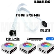 Prenium White PSU 8Pin to PCIe 6+2Pin GPU Power Cable for CORSAIR CX550F CX650F CX750F RGB Modular P