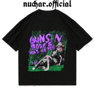 HITAM PRIA Nuchar - Black Tshirt Guns N'Roses Was Here Band Men Women