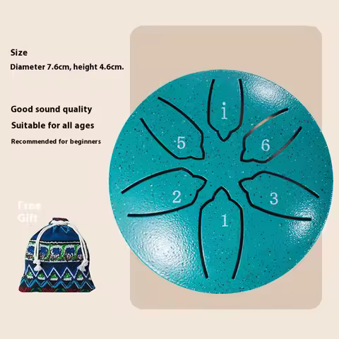 Mini Chakra Drum 3 Inches 6 Notes Waterproof Steel Tongue Drum Rain Chime for Yoga Musical Education