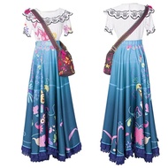Encanto Mirabel  Madrigal Cosplay Costume for Adult Women Magic Maxi Dress Wig Earrings Glasses Part