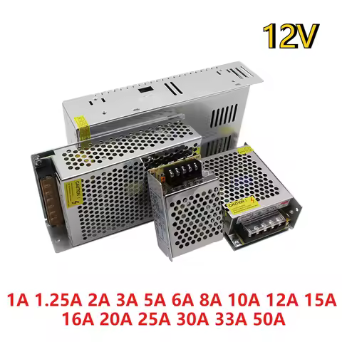 12V Switching Power Supply 1A 1.25A 2A 3A 5A 6A 8A 10A 12A 15A 16A 20A 25A 30A 33A 50A LED Power Sup