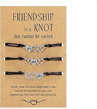 BFF Friendship Bracelets for 3, Best Friend Matching Heart Bracelet, Mom Daughter Bracelets Sisters 