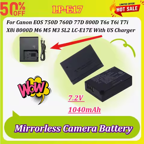 LP-E17 7.2V 1040mAh Camera Battery for Canon EOS 750D 760D 77D 800D T6s T6i T7i X8i 8000D M6 M5 M3 S