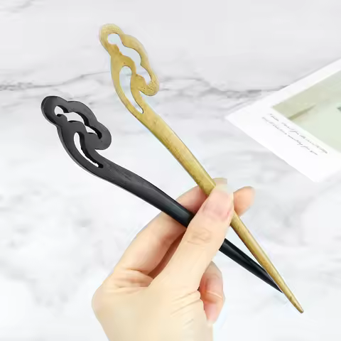 Retro Chinese Style Hairpins Women Wooden Lucky Clouds Hair Sticks Ethnic Antiquity Hair Clip Pin Gi