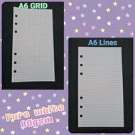 PURE WHITE A6 DOT/ LINE/ GRID 6RING PLANNER INSERTS REFILL