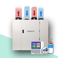 Energy Recovery Ventilation Air Exchanger System Vertical Wall Mount ERV Dining Basement Graphic Des