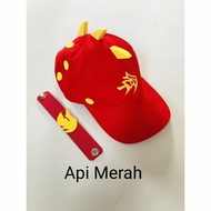 TOPI BOBOIBOY API MERAH LOGO BORDIR GRATIS GELANG