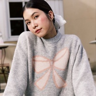 lookbooklookbook ribbon sweater light grey เสื้อเสวตเตอร์ สีเทาอ่อน