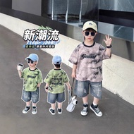 Boy Suit Summer 2025 New Style Children Summer Clothes Handsome Fashionable Baby Summer Short-Sleeve