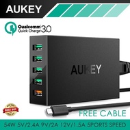Aukey Quick Charge 3.0 USB 5 Ports ( Free Micro usb cable ) - Hitam